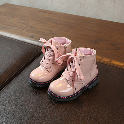 Μπότες για νήπια για κορίτσια Μόδα με φερμουάρ στο πλάι Lace-up Pu δερμάτινα αντιολισθητικά μποτάκια για βρέφη Girsl Ανοιξιάτικες μπότες μόδας για το φθινόπωρο
