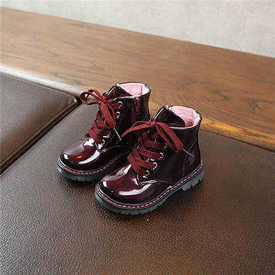 Μπότες για νήπια για κορίτσια Μόδα με φερμουάρ στο πλάι Lace-up Pu δερμάτινα αντιολισθητικά μποτάκια για βρέφη Girsl Ανοιξιάτικες μπότες μόδας για το φθινόπωρο