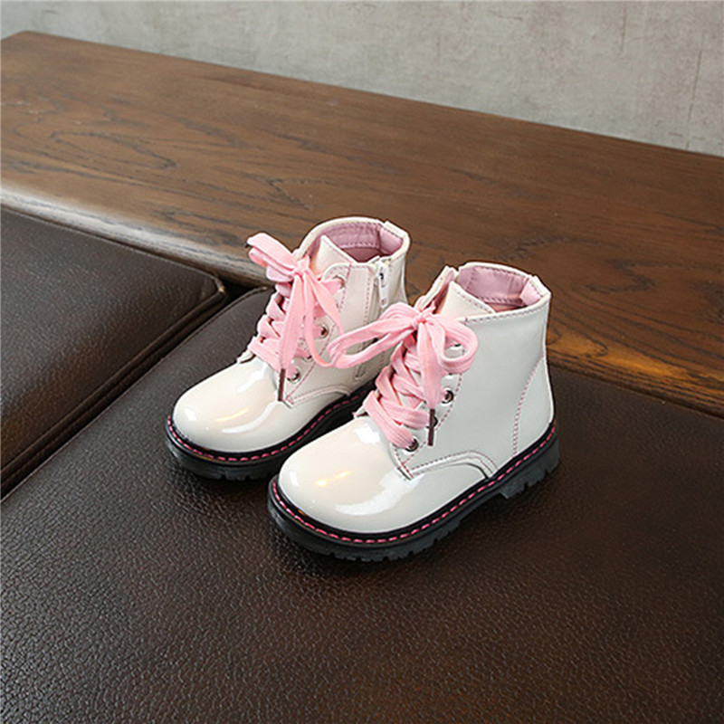 Μπότες για νήπια για κορίτσια Μόδα με φερμουάρ στο πλάι Lace-up Pu δερμάτινα αντιολισθητικά μποτάκια για βρέφη Girsl Ανοιξιάτικες μπότες μόδας για το φθινόπωρο