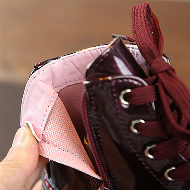 Μπότες για νήπια για κορίτσια Μόδα με φερμουάρ στο πλάι Lace-up Pu δερμάτινα αντιολισθητικά μποτάκια για βρέφη Girsl Ανοιξιάτικες μπότες μόδας για το φθινόπωρο