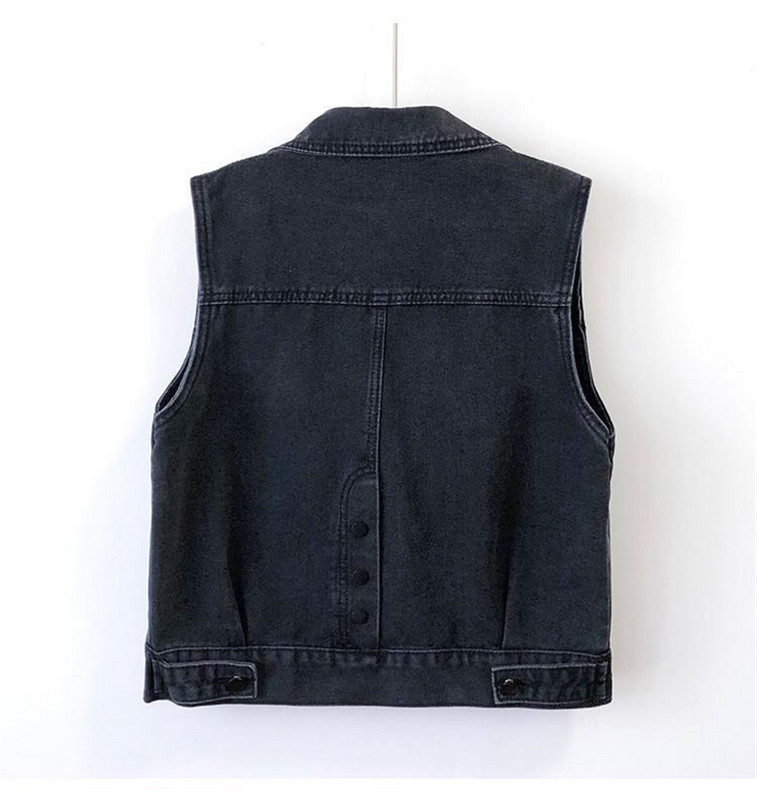 Modni traper prsluci sa šljokicama Ženske proljeće Ljeto Kratka jakna bez rukava Ležerna jednoredno kopčanje Preveliki jean prsluk Ženski gornji dio