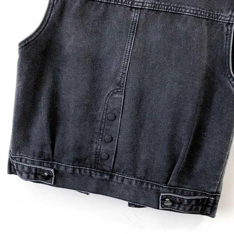 Modni traper prsluci sa šljokicama Ženske proljeće Ljeto Kratka jakna bez rukava Ležerna jednoredno kopčanje Preveliki jean prsluk Ženski gornji dio