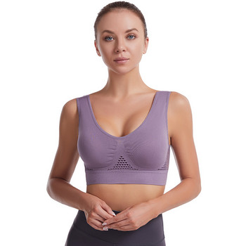 Спортен сутиен Дамски кух мрежест Gym Jogging Crop Top Женски топове с повече размери Йога фитнес жилетка Sujetador Push Up Спортни сутиени за жени