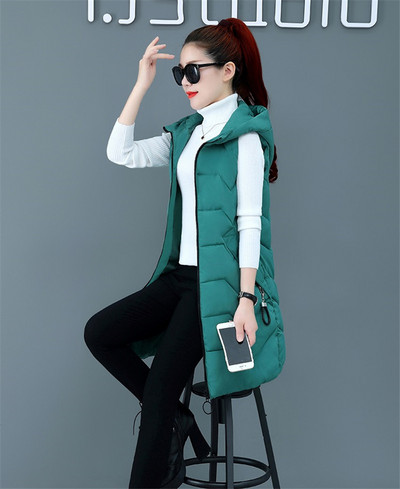 2023 Zimska jakna Ženska vesta Kaput s džepovima i kapuljačom Topla ležerna pamučno podstavljena vesta Ženska tanka jakna bez rukava Prsluk 3XL