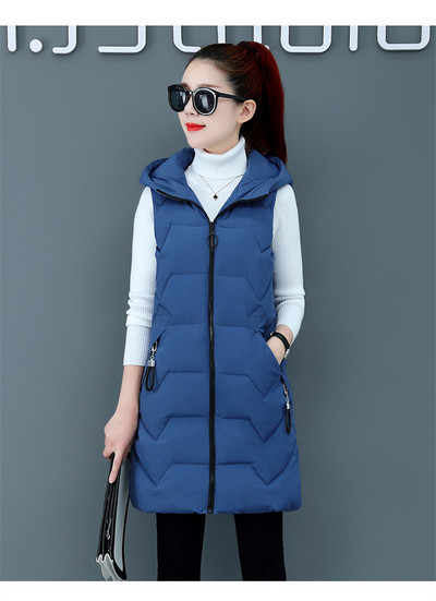 2023 Zimska jakna Ženska vesta Kaput s džepovima i kapuljačom Topla ležerna pamučno podstavljena vesta Ženska tanka jakna bez rukava Prsluk 3XL