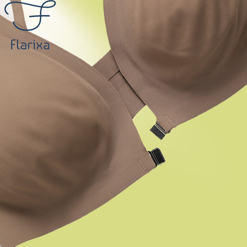 Flarixa komplektas su priekine sagtimi liemenėlė Besiūliai ledo šilko apsauginiai šortai, 2 vnt. Sexy Low Cut Liemenėlė Bokseriniai šortai moteriški vasarai Nauja 1/2 vnt liemenėlė