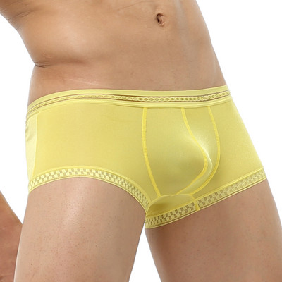 Lenjerie de corp pentru bărbați Chiloți pentru bărbați din mătase de gheață sexy Pantaloni scurți pentru bărbați de dimensiuni mari, cu imprimeu Husă în U cu talie joasă Boxeri sexy noi