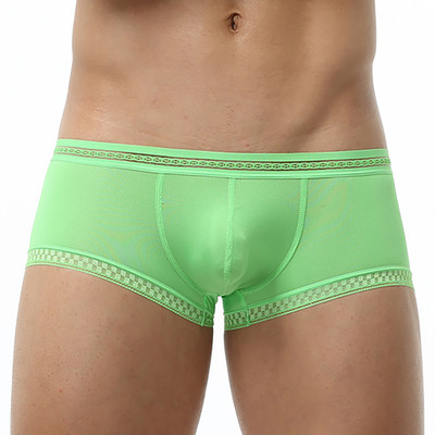 Lenjerie de corp pentru bărbați Chiloți pentru bărbați din mătase de gheață sexy Pantaloni scurți pentru bărbați de dimensiuni mari, cu imprimeu Husă în U cu talie joasă Boxeri sexy noi