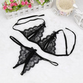 molett Szexi fehérnemű szett Csipke Bow Fehérnemű női öltöny G-string átlátszó melltartó öltöny kötszer fehérnemű szettek szexi нижнее белье