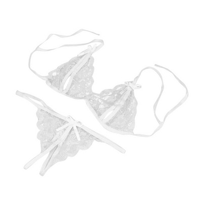 molett Szexi fehérnemű szett Csipke Bow Fehérnemű női öltöny G-string átlátszó melltartó öltöny kötszer fehérnemű szettek szexi нижнее белье