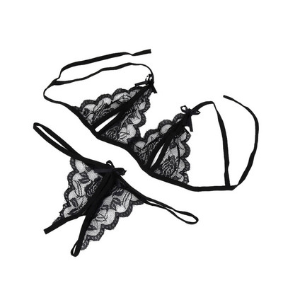 molett Szexi fehérnemű szett Csipke Bow Fehérnemű női öltöny G-string átlátszó melltartó öltöny kötszer fehérnemű szettek szexi нижнее белье
