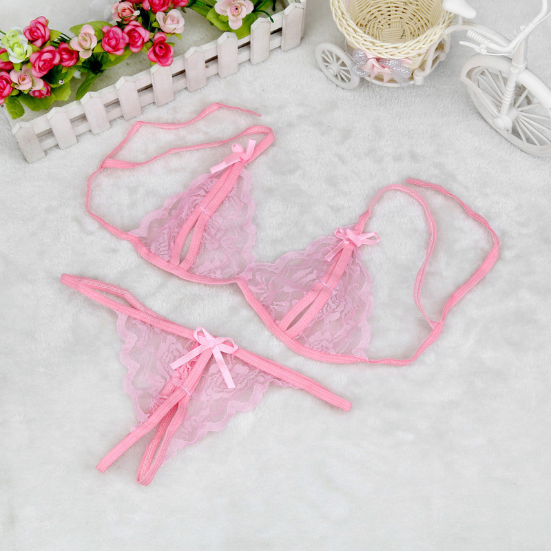 set de lenjerie sexy de mărime plus lenjerie de dantelă cu fundă pentru femei costum G-string costum sutien transparent bandaj seturi de lenjerie intima sexy нижнее белье