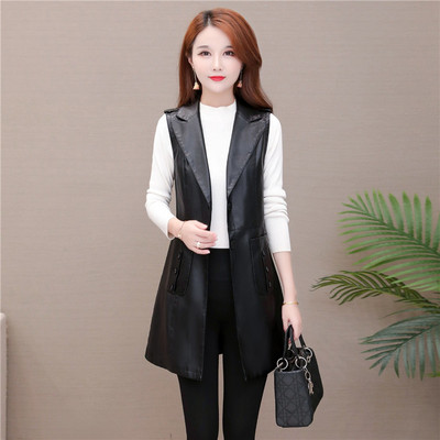 2021, primăvară toamnă, vestă din piele de lungime mijlocie, jachetă de piele pentru femei, îmbrăcăminte pentru femei, vestă fără mâneci, haină de modă din piele