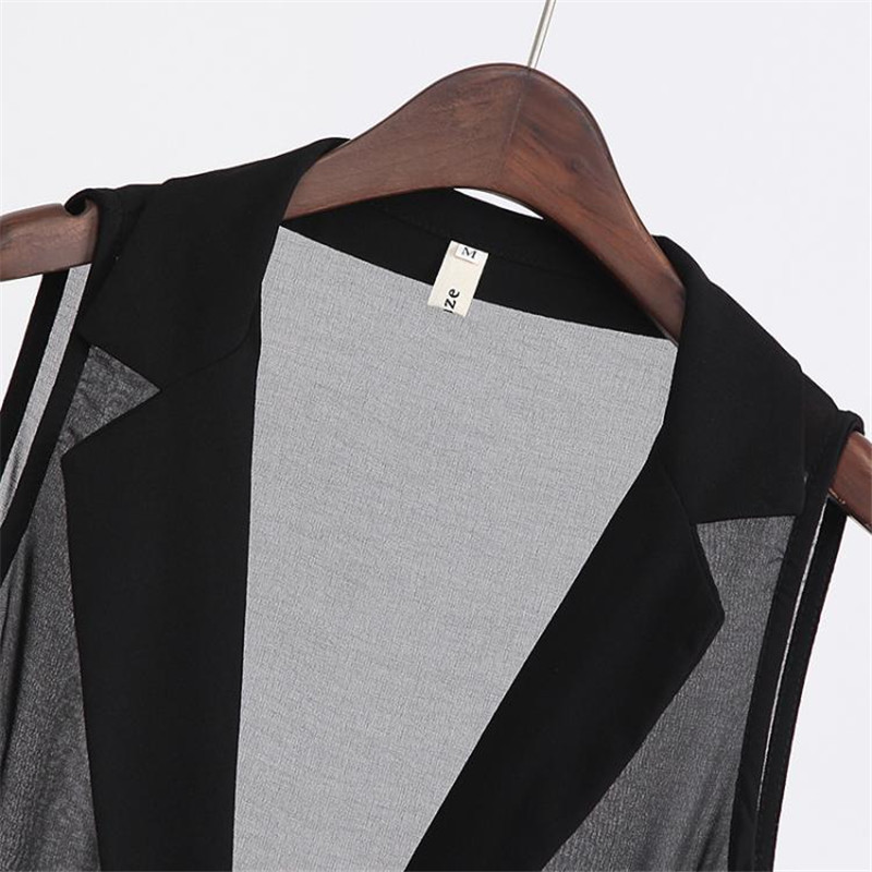 2022 m. vasaros liemenė, moteriška juoda šifono striukė be rankovių striukė Viršutiniai drabužiai, moteriška laisvalaikio liemenė, 5XL