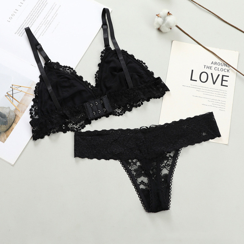 Ženski komplet gaćica s čipkastim grudnjakom Seksi komplet donjeg rublja bez žica, komplet grudnjaka s izdubljenim žicom Ženski prozirni bešavni komplet intimnog donjeg rublja