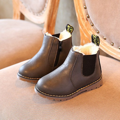 Botas vaikiški batai su minkštu padu Rudens žiemai Nauji pliušiniai berniukiški batai Britanijos mergaičių batai Retro madingi trumpi batai vaikams Zapatos Niña