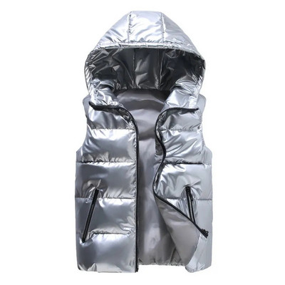 Žieminiai gobtuvai, blizgūs be rankovių parkai Moteriški laisvalaikio vandeniui atsparūs pūkiniai medvilniniai lengvos liemenės Jacekts korėjietiškos šiltos 4xl paltai