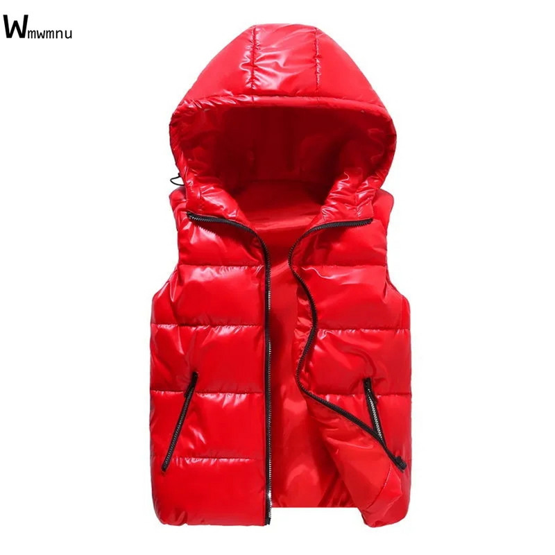 Žieminiai gobtuvai, blizgūs be rankovių parkai Moteriški laisvalaikio vandeniui atsparūs pūkiniai medvilniniai lengvos liemenės Jacekts korėjietiškos šiltos 4xl paltai