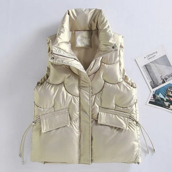 Γυναικείο γιλέκο χειμωνιάτικο αμάνικο όρθιο γιακά κάτω βαμβακερό παλτό παλτό Καπιτονέ με επένδυση Ζεστό χοντρό γιλέκο Νέα μόδα