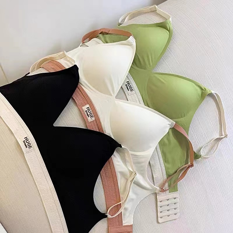 Hot Style No Trace Udobno žensko donje rublje Bez čeličnog prstena Ženski grudnjak s podesivim skupljanjem na bočnoj strani u kontrastnoj boji
