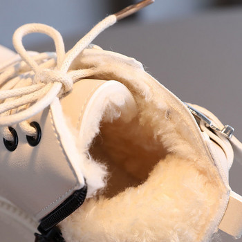 Φθινοπωρινά πάνινα παπούτσια Παιδικά PU μποτάκια αντιολισθητικά μοντέρνα μποτάκια Βρεφικά ζεστά βελούδινα χειμωνιάτικα μποτάκια μαύρα παιδικά παπούτσια για κορίτσια Μποτάκια χιονιού