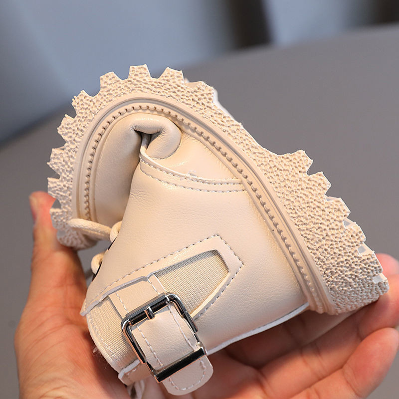 Pantofi de toamnă de modă Cizme PU pentru copii Cizme moderne anti-alunecare Cizme de iarnă din pluș pentru bebeluși Pantofi negri pentru copii mici Cizme de zăpadă pentru fete