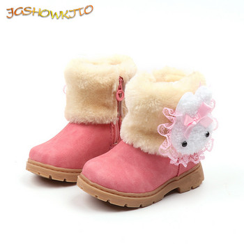 Παιδικές μπότες χιονιού για νήπια κορίτσια κινούμενα σχέδια κουνέλι Παιδικά μποτάκια με φερμουάρ γούνινο γούνινο μαλακό ζεστό βαμβακερό βελούδινο εσωτερικό 21-30 Hot
