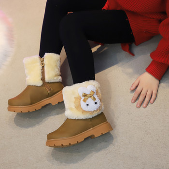 Παιδικές μπότες χιονιού για νήπια κορίτσια κινούμενα σχέδια κουνέλι Παιδικά μποτάκια με φερμουάρ γούνινο γούνινο μαλακό ζεστό βαμβακερό βελούδινο εσωτερικό 21-30 Hot