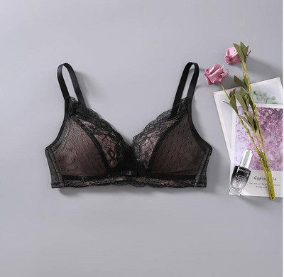 Căptușeală 100% mătase dud pentru femei cu țesătură de dantelă în exterior Sutien fără fir confortabil fără fir Bralette SS021