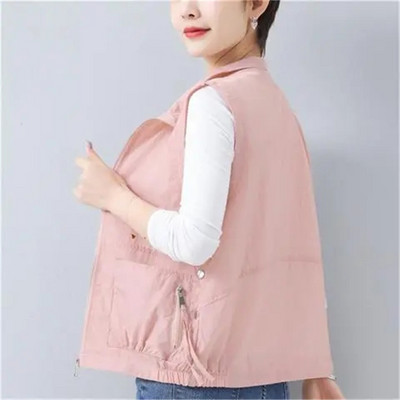 Vestă de primăvară/vară pentru femei Jachetă fără mâneci Nouă, solidă, cu fermoar, Jachetă scurtă, subțire, Vestă pentru femei, îmbrăcăminte exterioară Chaleco Mujer Liner