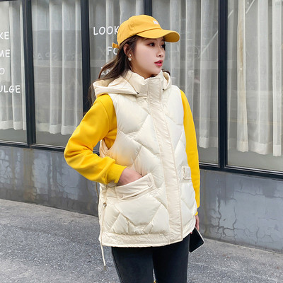 Vestă din bumbac lucioasă din puf pentru femei, 2022, îmbrăcăminte exterioară largi coreeană, vestă cu glugă, jachetă fără mâneci, vestă pentru femeie Chaleco Mujer