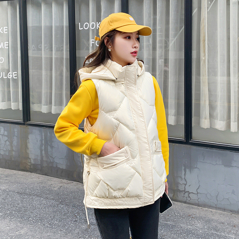 Vestă din bumbac lucioasă din puf pentru femei, 2022, îmbrăcăminte exterioară largi coreeană, vestă cu glugă, jachetă fără mâneci, vestă pentru femeie Chaleco Mujer