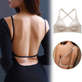 Sutien cu spate jos, fără sudură, fără fir, intim, pentru femei, sutiene în formă de U, pentru nuntă, fără spate, lenjerie subțire, moale, sexy