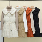 Jesen Zima Ženski donji pamučni prsluk Kaput s otvorenim ovratnikom Snježna odjeća Gornji dio s vezicom Ženska jakna bez rukava Prsluk Gornja odjeća