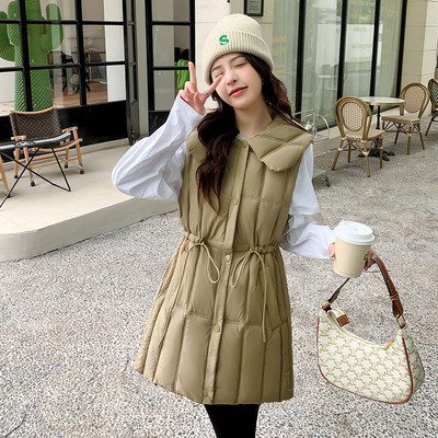 Jesen Zima Ženski donji pamučni prsluk Kaput s otvorenim ovratnikom Snježna odjeća Gornji dio s vezicom Ženska jakna bez rukava Prsluk Gornja odjeća