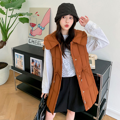 Jesen Zima Ženski donji pamučni prsluk Kaput s otvorenim ovratnikom Snježna odjeća Gornji dio s vezicom Ženska jakna bez rukava Prsluk Gornja odjeća