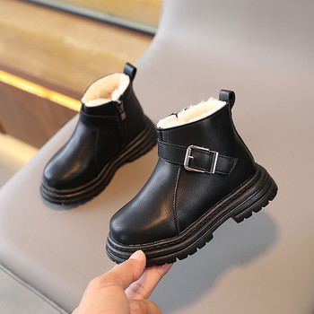 Παιδικά χειμωνιάτικα μποτάκια πόρπη Fluffy Platform Παιδική κοντή μπότα 21-30 μονόχρωμη ζεστό μαύρο μπεζ ματ αγορίστικα παπούτσια για κορίτσια