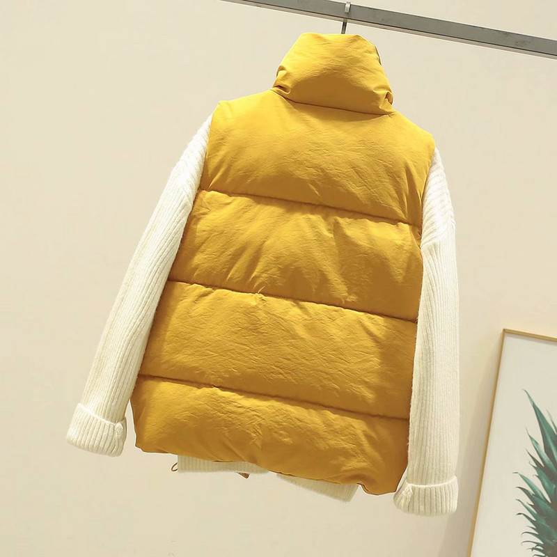 Jachetă de toamnă iarnă vestă pentru femei 2021, nouă, cu rever, gros, din bumbac, vestă scurtă, fără mâneci, haină pentru femeie.