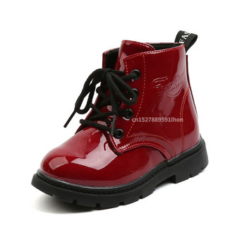 2023 Winter Pu Δερμάτινες μπότες για κορίτσια Παπούτσια Λαστιχένια σόλα με παπούτσια για αγόρια και παιδιά μόδα Μέγεθος 21-30 για κορίτσια Βρεφικά μποτάκια