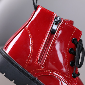 2023 Winter Pu Δερμάτινες μπότες για κορίτσια Παπούτσια Λαστιχένια σόλα με παπούτσια για αγόρια και παιδιά μόδα Μέγεθος 21-30 για κορίτσια Βρεφικά μποτάκια