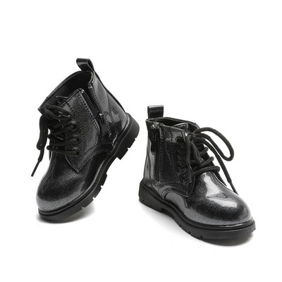 Cizme pentru fete din piele PU de iarnă 2023 Pantofi cu talpă de cauciuc plată cu pantofi pentru băieți și copii Mărimea modă 21-30 cizme pentru fete