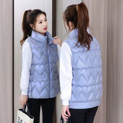 2022 Jesen Zima Ženski jednobojni široki prsluk sa samostojećim ovratnikom Prsluk Jakna Pamučno podstavljena Ženski topli prsluk otporan na vjetar Chaleco Mujer 5X