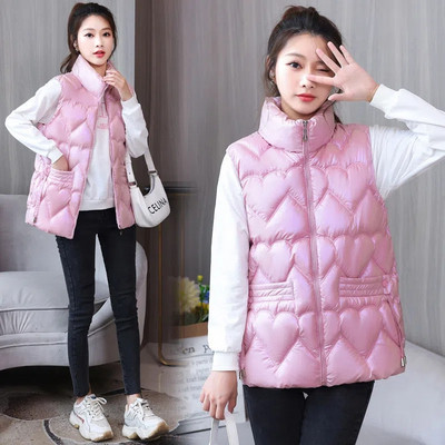 2022 Jesen Zima Ženski jednobojni široki prsluk sa samostojećim ovratnikom Prsluk Jakna Pamučno podstavljena Ženski topli prsluk otporan na vjetar Chaleco Mujer 5X