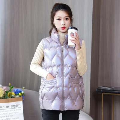 2022 Jesen Zima Ženski jednobojni široki prsluk sa samostojećim ovratnikom Prsluk Jakna Pamučno podstavljena Ženski topli prsluk otporan na vjetar Chaleco Mujer 5X