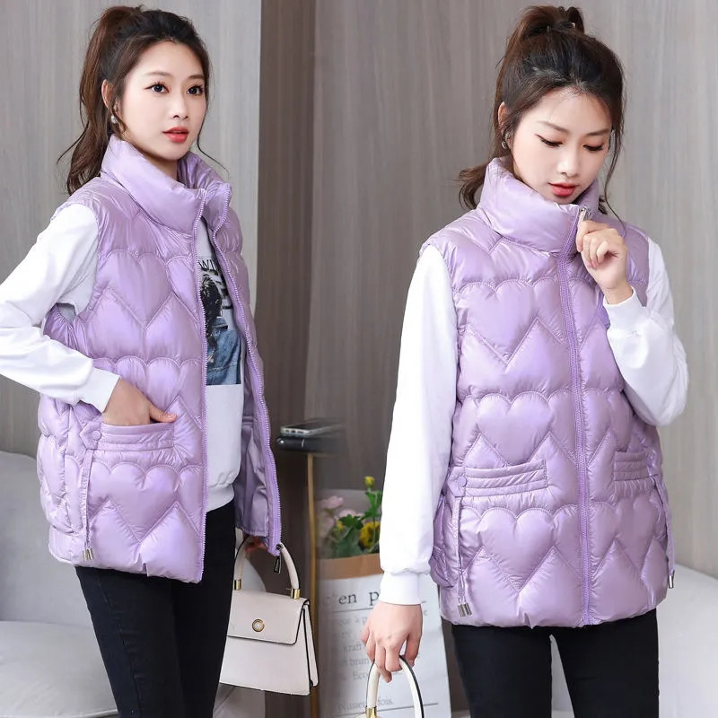 2022 Jesen Zima Ženski jednobojni široki prsluk sa samostojećim ovratnikom Prsluk Jakna Pamučno podstavljena Ženski topli prsluk otporan na vjetar Chaleco Mujer 5X