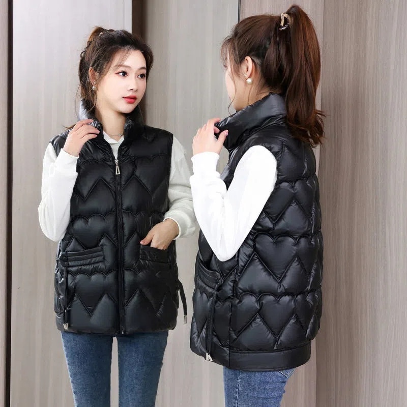 2022 Jesen Zima Ženski jednobojni široki prsluk sa samostojećim ovratnikom Prsluk Jakna Pamučno podstavljena Ženski topli prsluk otporan na vjetar Chaleco Mujer 5X