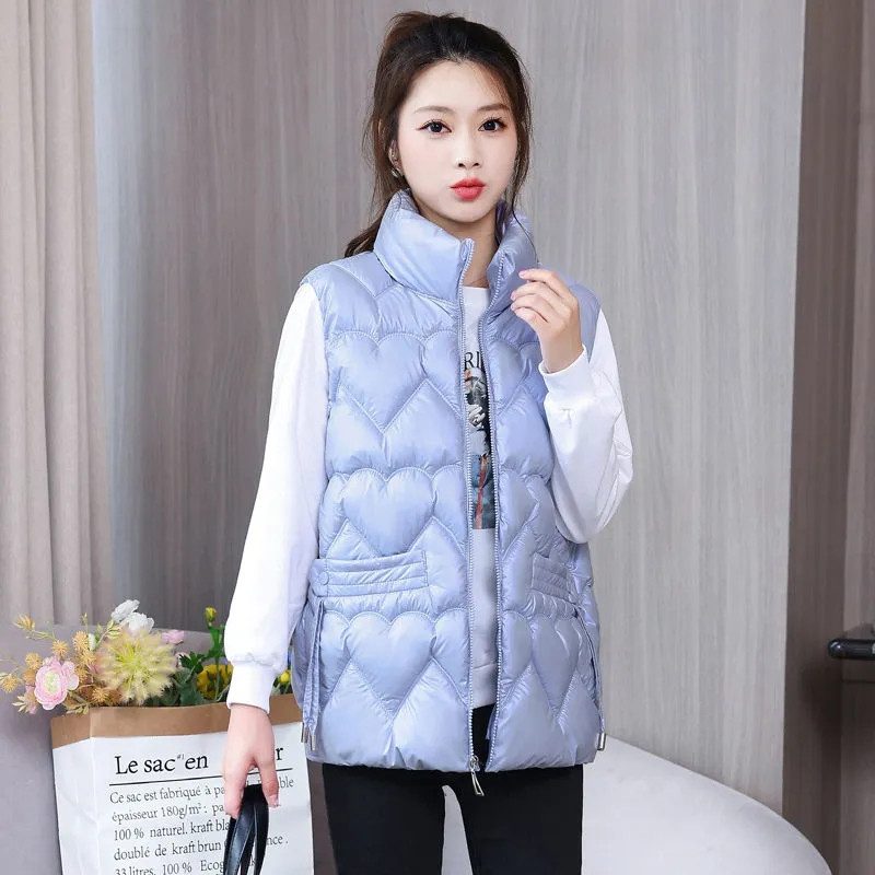 2022 Jesen Zima Ženski jednobojni široki prsluk sa samostojećim ovratnikom Prsluk Jakna Pamučno podstavljena Ženski topli prsluk otporan na vjetar Chaleco Mujer 5X