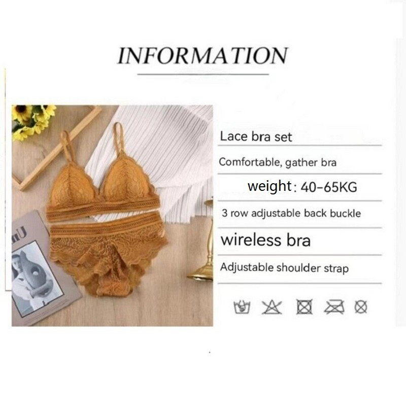 Ženski čipkasti grudnjak Komplet donjeg rublja Bežični grudnjak i čipkaste gaćice 1 odijelo Crno Crveno Besplatna veličina Seksi Push-up Mekana moda s ventilacijom