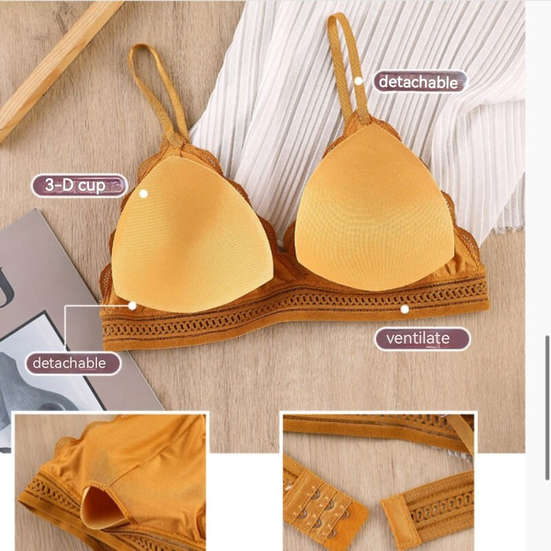 Ženski čipkasti grudnjak Komplet donjeg rublja Bežični grudnjak i čipkaste gaćice 1 odijelo Crno Crveno Besplatna veličina Seksi Push-up Mekana moda s ventilacijom