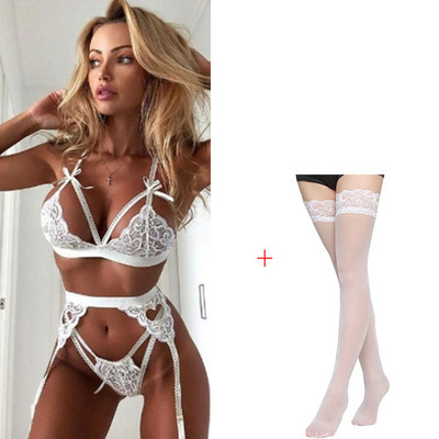 Lenceria Babydoll Plus Size S-3XL Lenjerie intimă pentru femei Set de sutien și chiloți G-string Portjartieră Set de lenjerie sexy